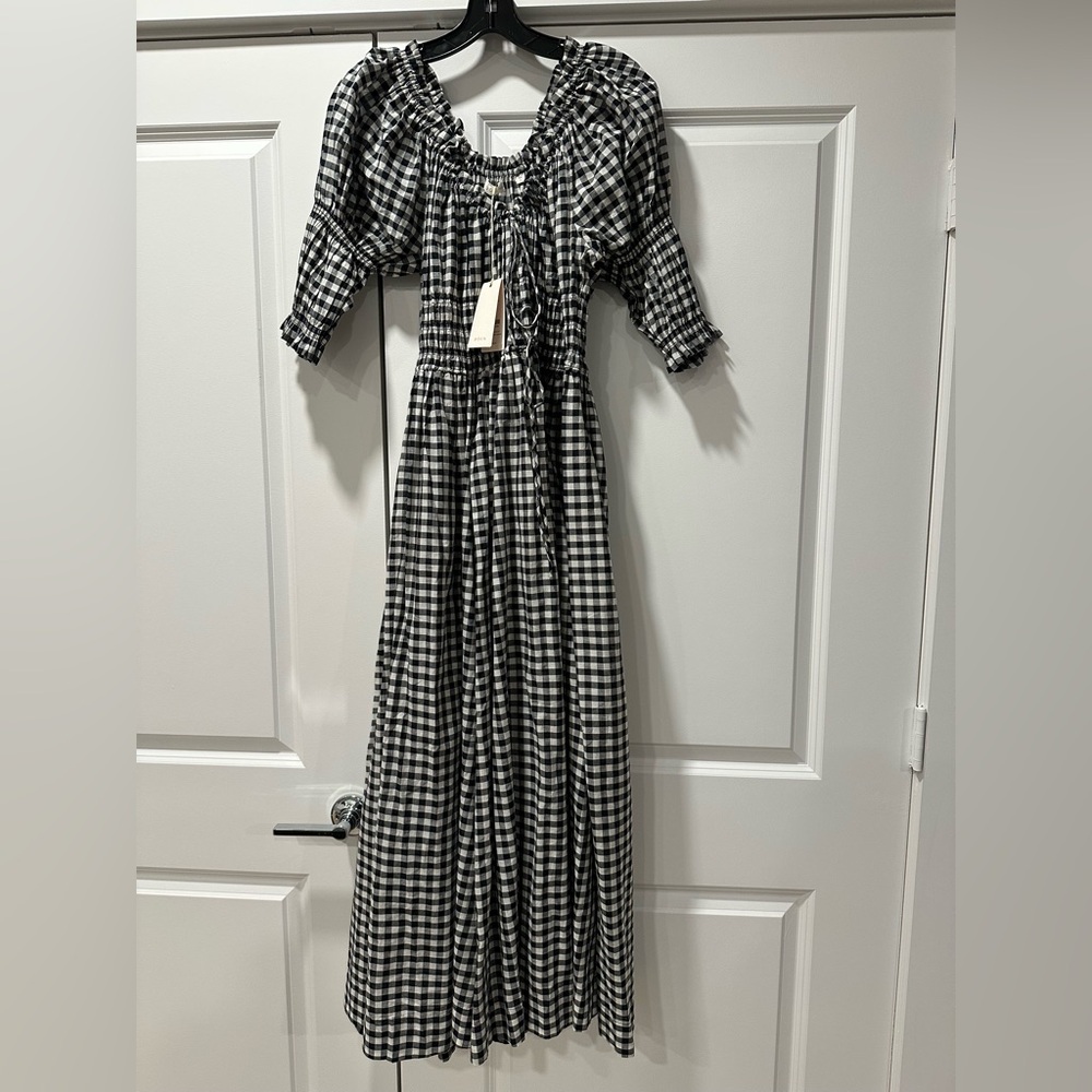 NWT Doen Ischia Dress in Noir Greta Gingham, size Large